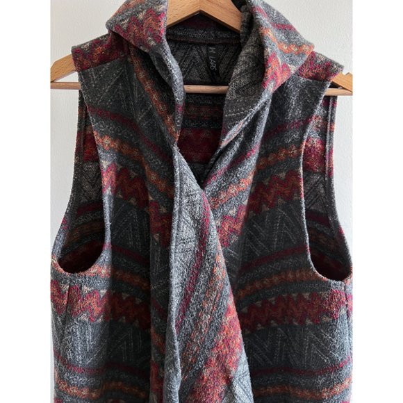 LAPIS Boho Southwestern Wool Blend Hooded Vest - Picture 2 of 5